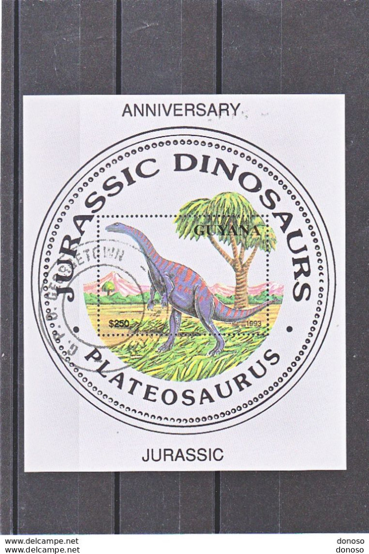 GUYANA 1993 DINOSAURE PLATEOSAURUS BLOC 279 Oblitéré,used. - Guyana (1966-...)