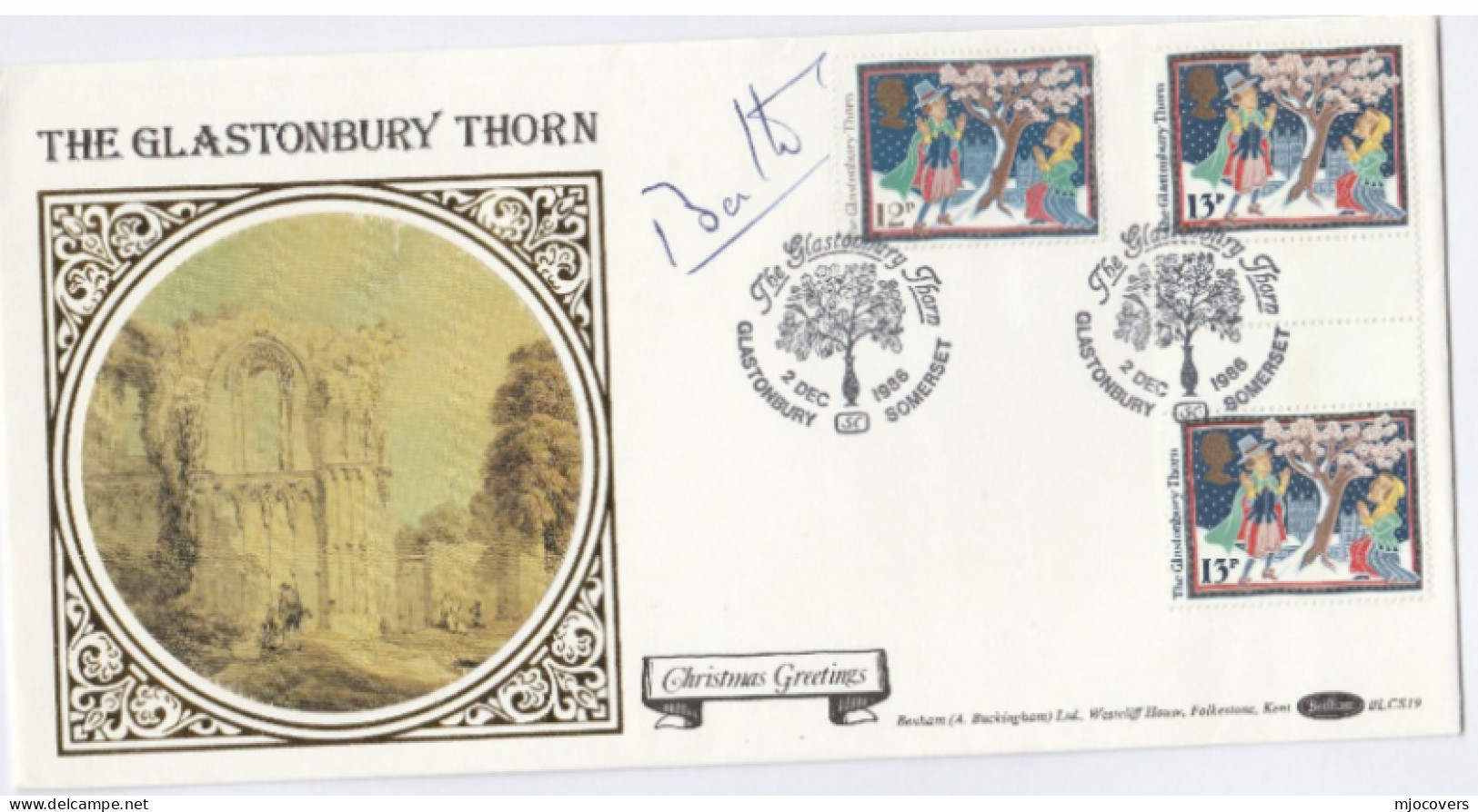 Special SIGNED FDC Multi Stamps CHRISTMAS The GLASTONBURY THORN , Signed By Lord Bath. GB Cover Religion - Christmas