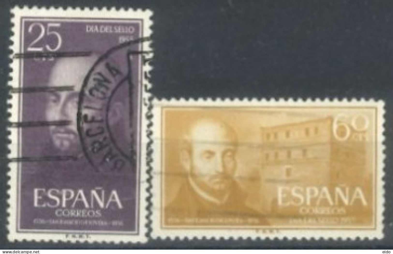 SPAIN,  1955, ST. IGNATUS OF LOYOLA STAMPS SET OF 2, # 836/37, USED. - Oblitérés