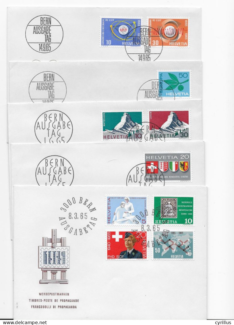 Suisse FDC 1965 - 5 Enveloppes - FDC