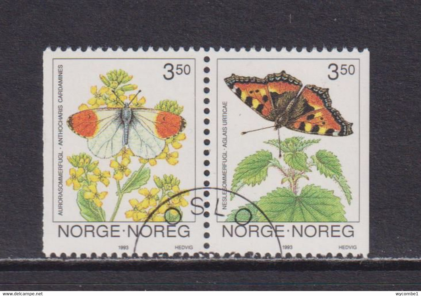 NORWAY - 1993 Butterflies Booklet Pair Used As Scan - Usati