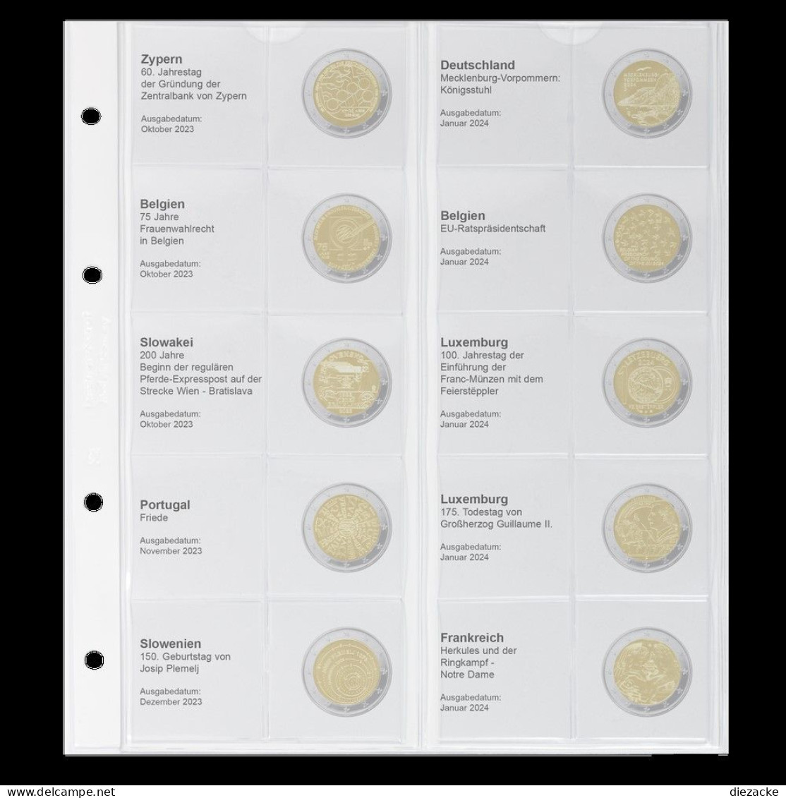 Lindner Vordruckblatt Karat Für 2 Euro-Münzen 1118-39 Neu - Materiale