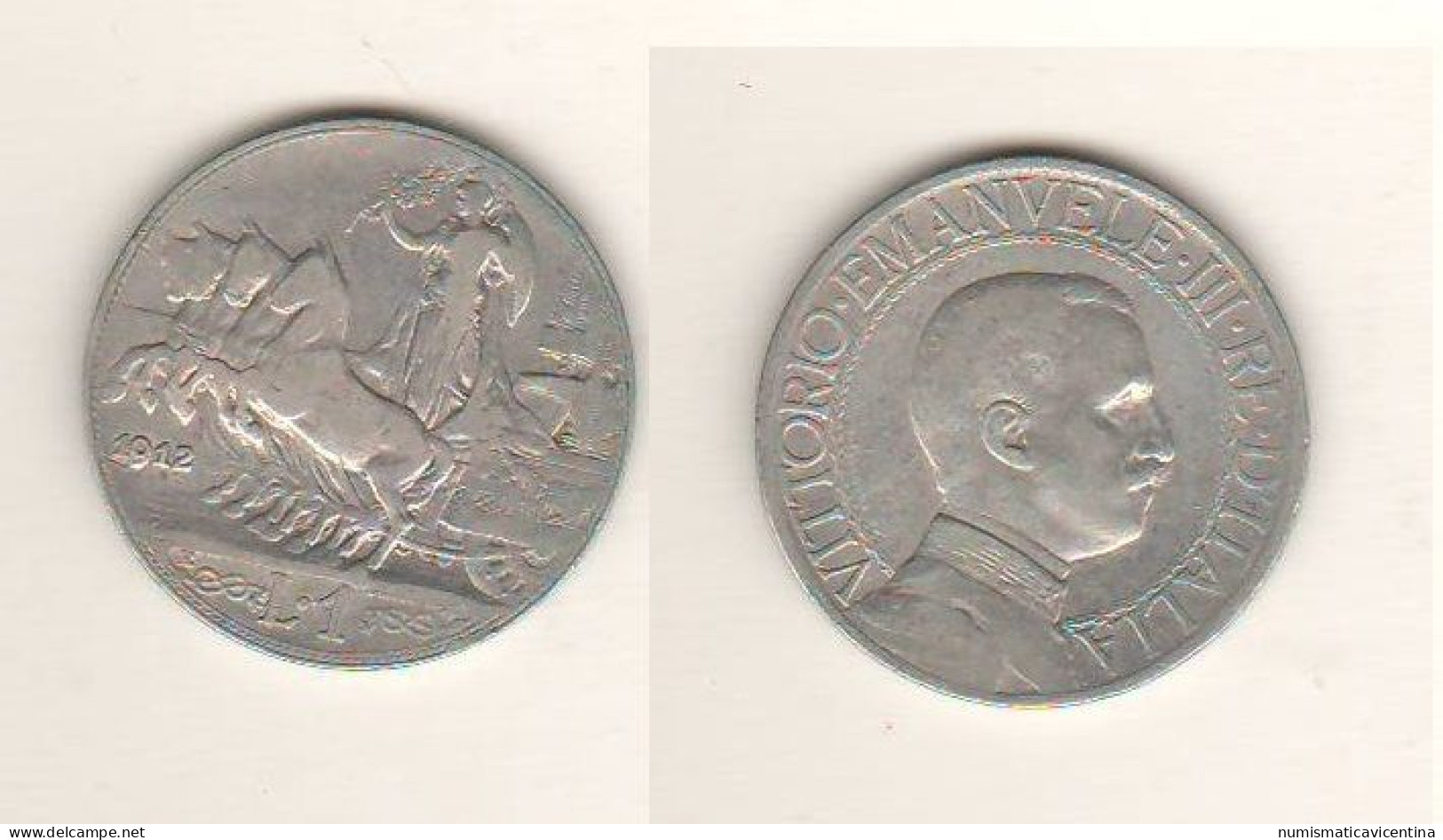 Italie 1 Lira 1912 Italy Italia Regno Roma Mint Silver Coin - 1900-1946 : Victor Emmanuel III & Umberto II