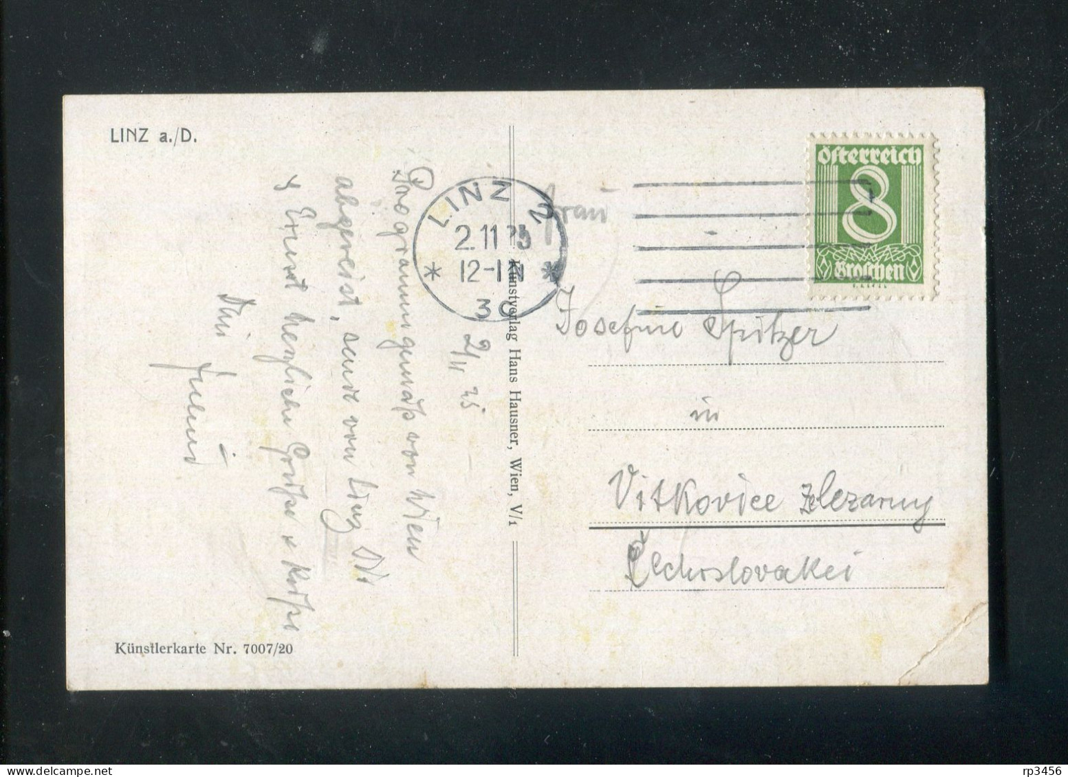 "OESTERREICH" 1925, Color-AK "LINZ A.D.", Kuenstler-Karte Nr. 7007/20 (R1094) - Linz