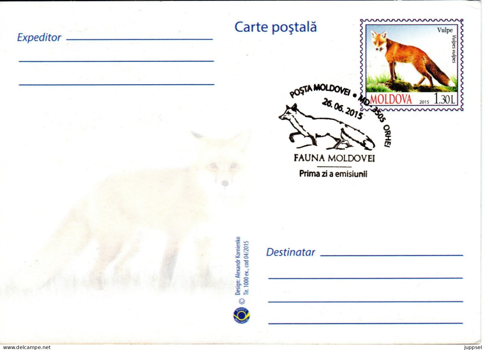 MOLDOVA   Postcard,   Fox      /    MOLDAVIE  Carte Postale, Renard - Game