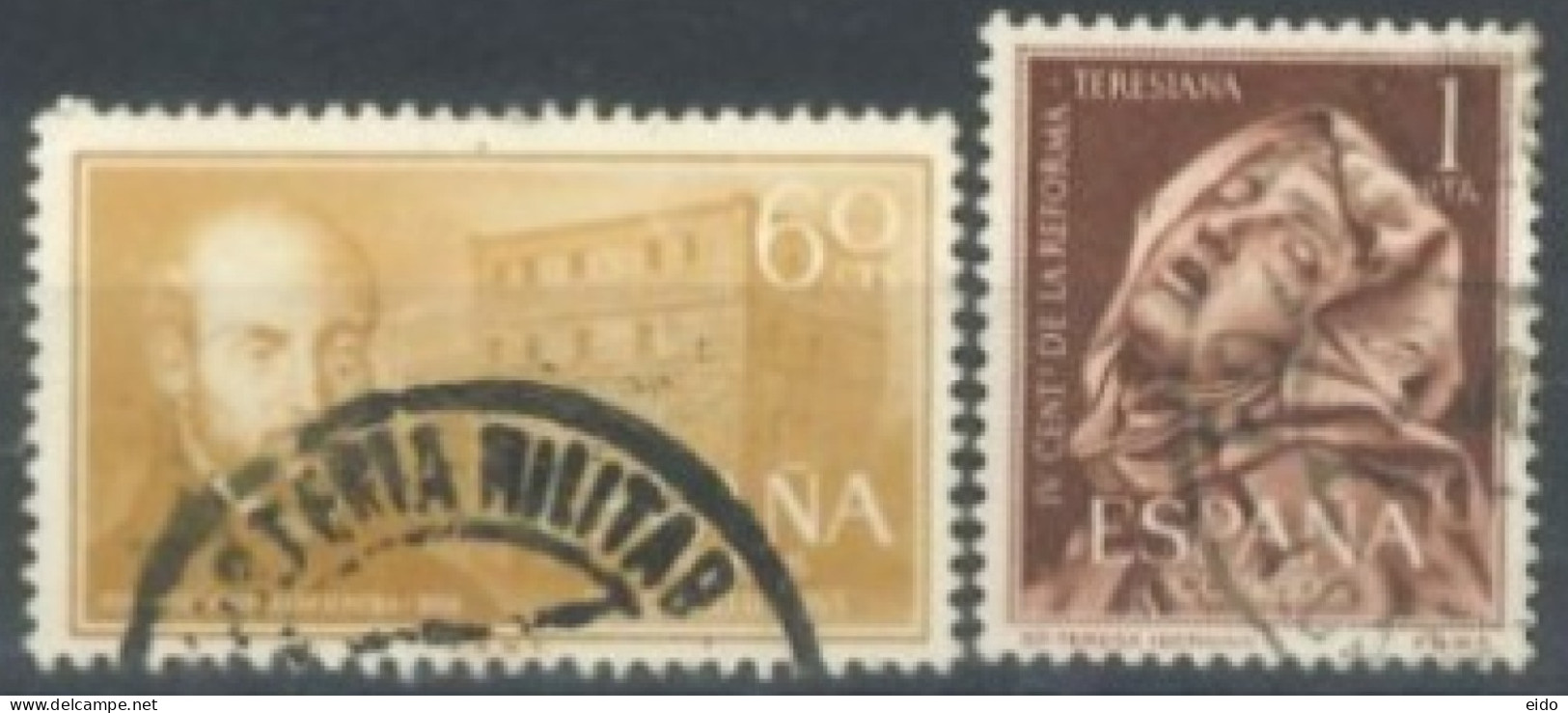 SPAIN,  1955, ST. IGNATUS OF LOYOLA  & ST. TEREZA STAMPS SET OF 2, USED. - Usati