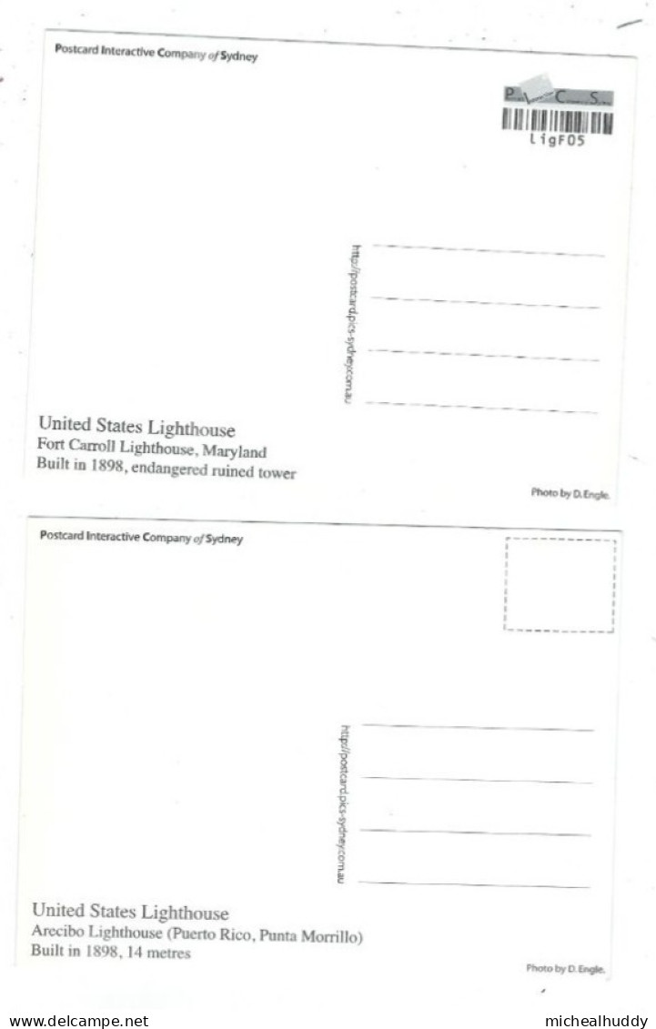 2 POSTCARDS USA LIGHTHOUSES PUBLISHED IN   AUSTRALA - Leuchttürme
