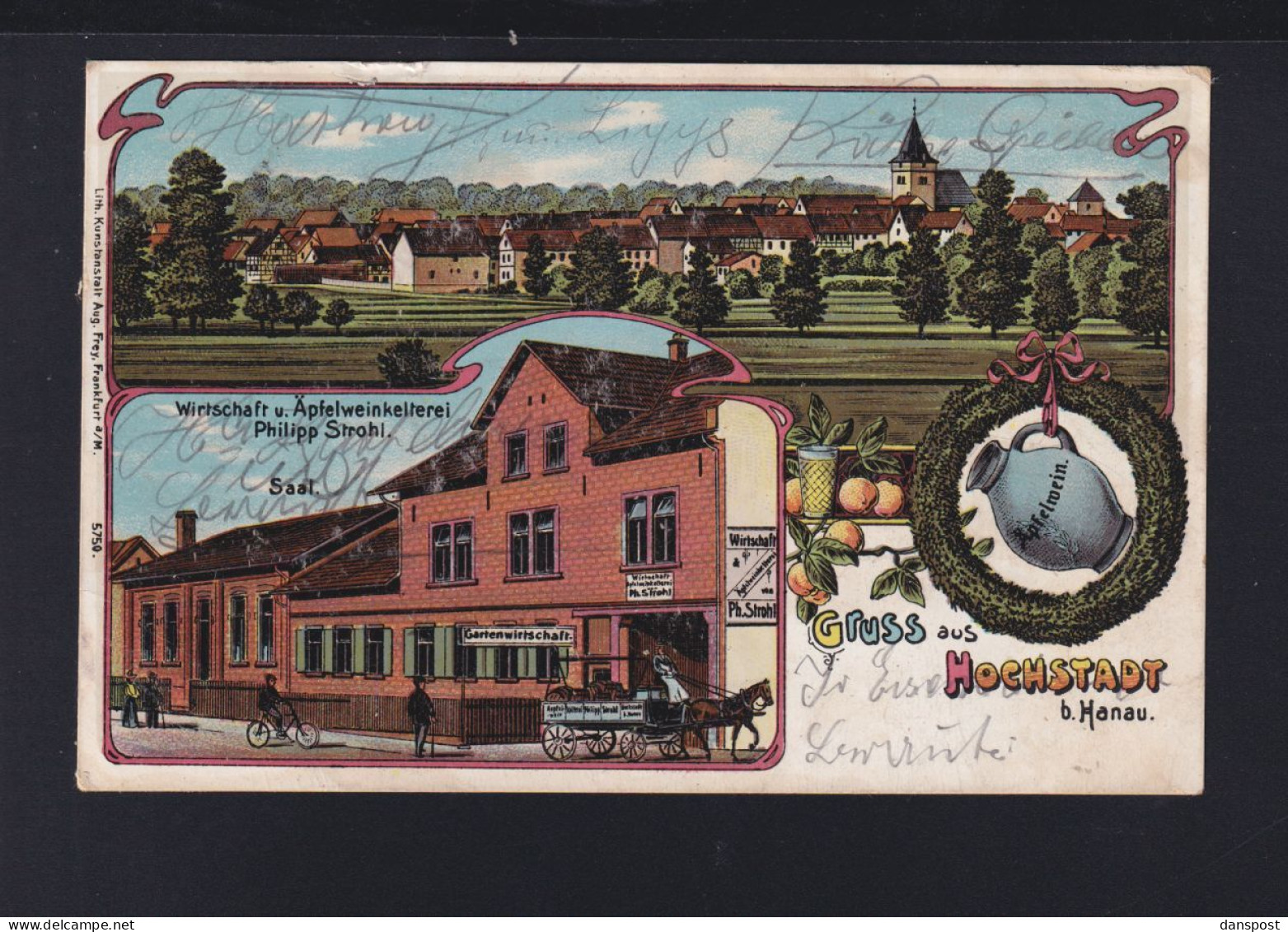 Dt. Reich Litho Hochstadt B. Hanau Äpfelweinkelterei - Hanau