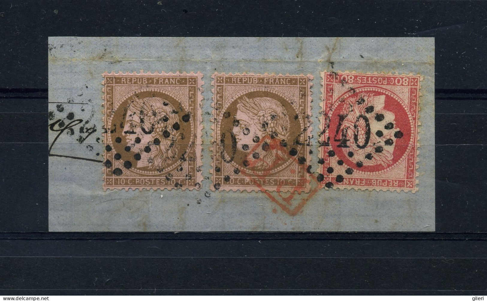 N 58 Et 57 Sur Fragment Ob 2240 Et Port Payé Couleur Rouge - 1871-1875 Cérès