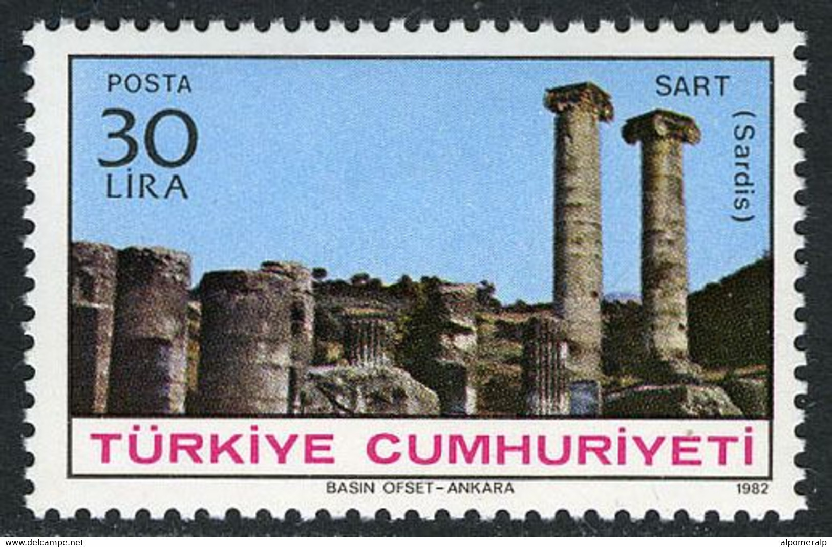 Türkiye 1982 Mi 2623 MNH Ruin Of The Temple Of Artemis, Sardes | Ancient Cities (1st Issue) - Unused Stamps