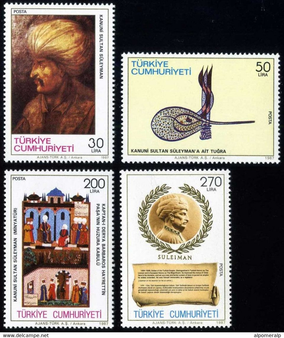 Türkiye 1987 Mi 2795-2798 MNH Sultan Suleyman (1494-1566), The Magnificient - Unused Stamps