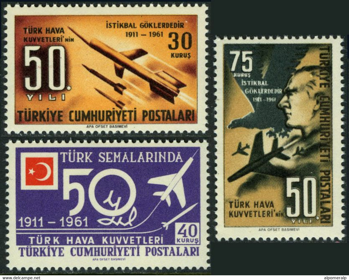 Türkiye 1961 Mi 1807-1809 MNH Airforce - Nuevos