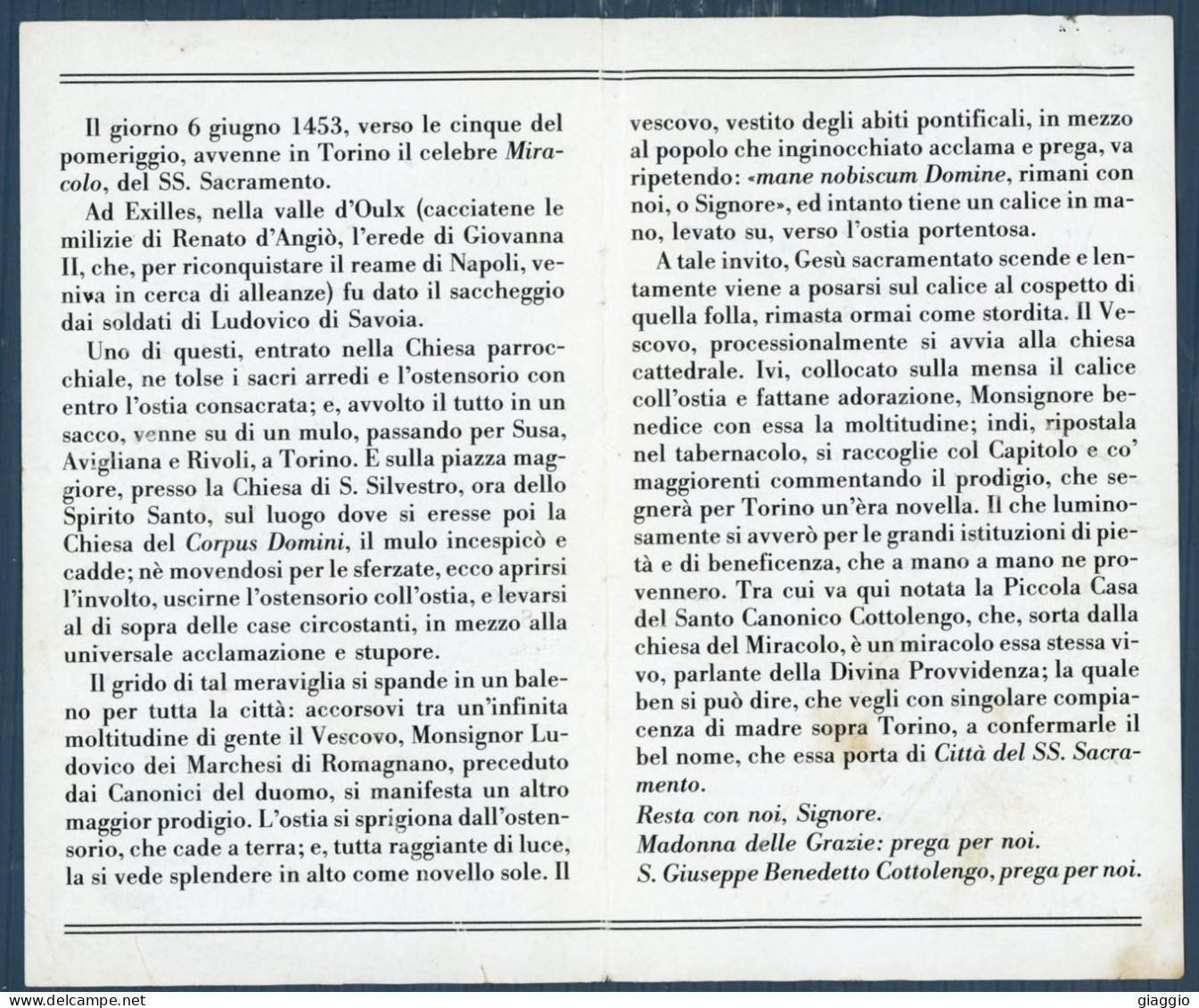 °°° Santino N. 9075 - Miracolo Del Ss. Sacramento °°° - Religion &  Esoterik