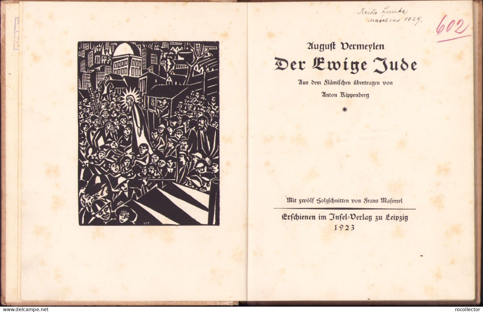 Der Ewige Jude Aus Dem Flämischen übertragen Von Anton Kippenberg, August Vermeylen 1923 735SPN - Libros Antiguos Y De Colección