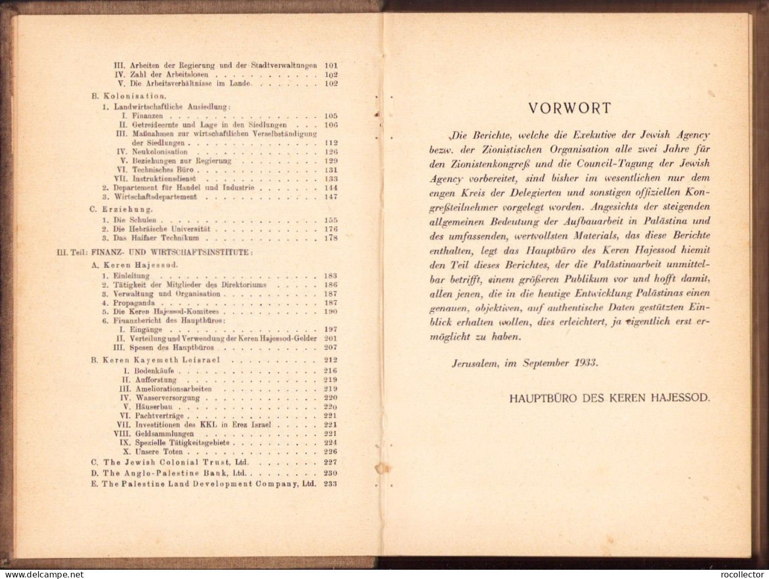 Wir Bauen Palästina Politische, Wirtschaftliche Und Kulturelle Aufbau-Arbeit Sommer 1931 Bis Sommer 1933 734SPN - Libros Antiguos Y De Colección