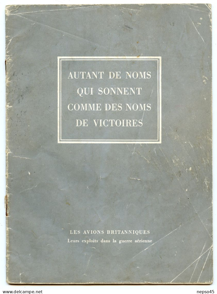 Aviation Britannique.Avion.liste Des Avions De La Royal Air Force.Guerre 1939-45.Publication Bureau Information Alliés. - French