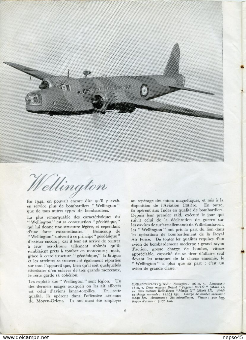 Aviation Britannique.Avion.liste Des Avions De La Royal Air Force.Guerre 1939-45.Publication Bureau Information Alliés. - Français