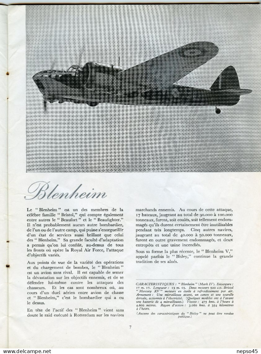 Aviation Britannique.Avion.liste Des Avions De La Royal Air Force.Guerre 1939-45.Publication Bureau Information Alliés. - Francese