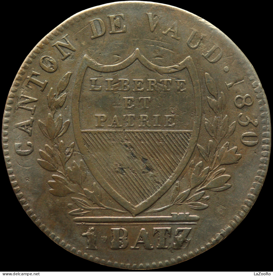 LaZooRo: Switzerland VAUD 1 Batzen 1830 VF / XF On Older Type - Silver - Vaud