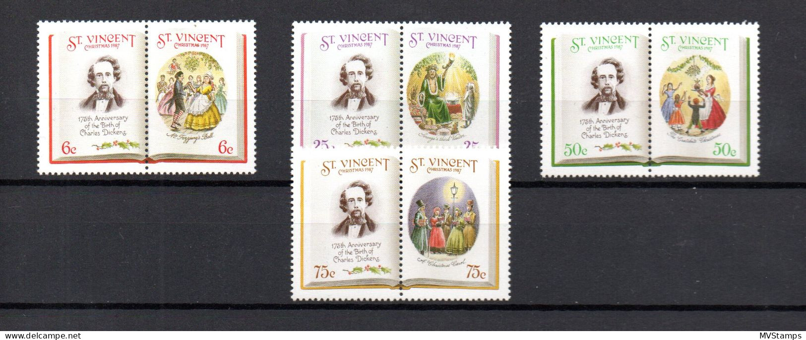 St Vincent 1987 Set Charles Dickens/Writer Stamps (Michel 1090/97) Nice MNH - St.Vincent (1979-...)