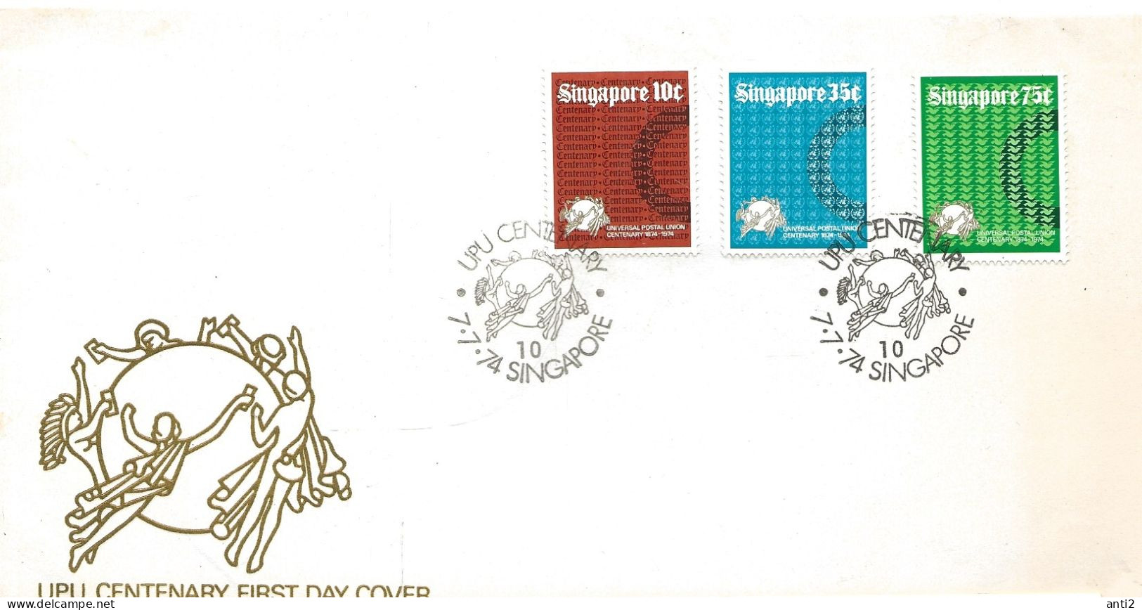 Singapore 1974 100 Years Of The Universal Postal Union (UPU), Mi 215-217 FDC - Singapur (1959-...)