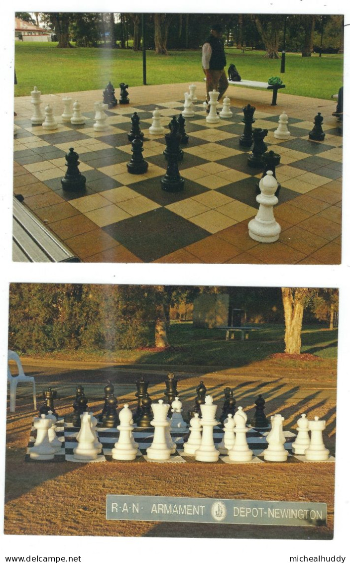 2 POSTCARDS GIANT CHESS BOARDS  NEW SOUTH WALES AUSTRALIA  PUBLISHED IN   AUSTRALA - Ajedrez