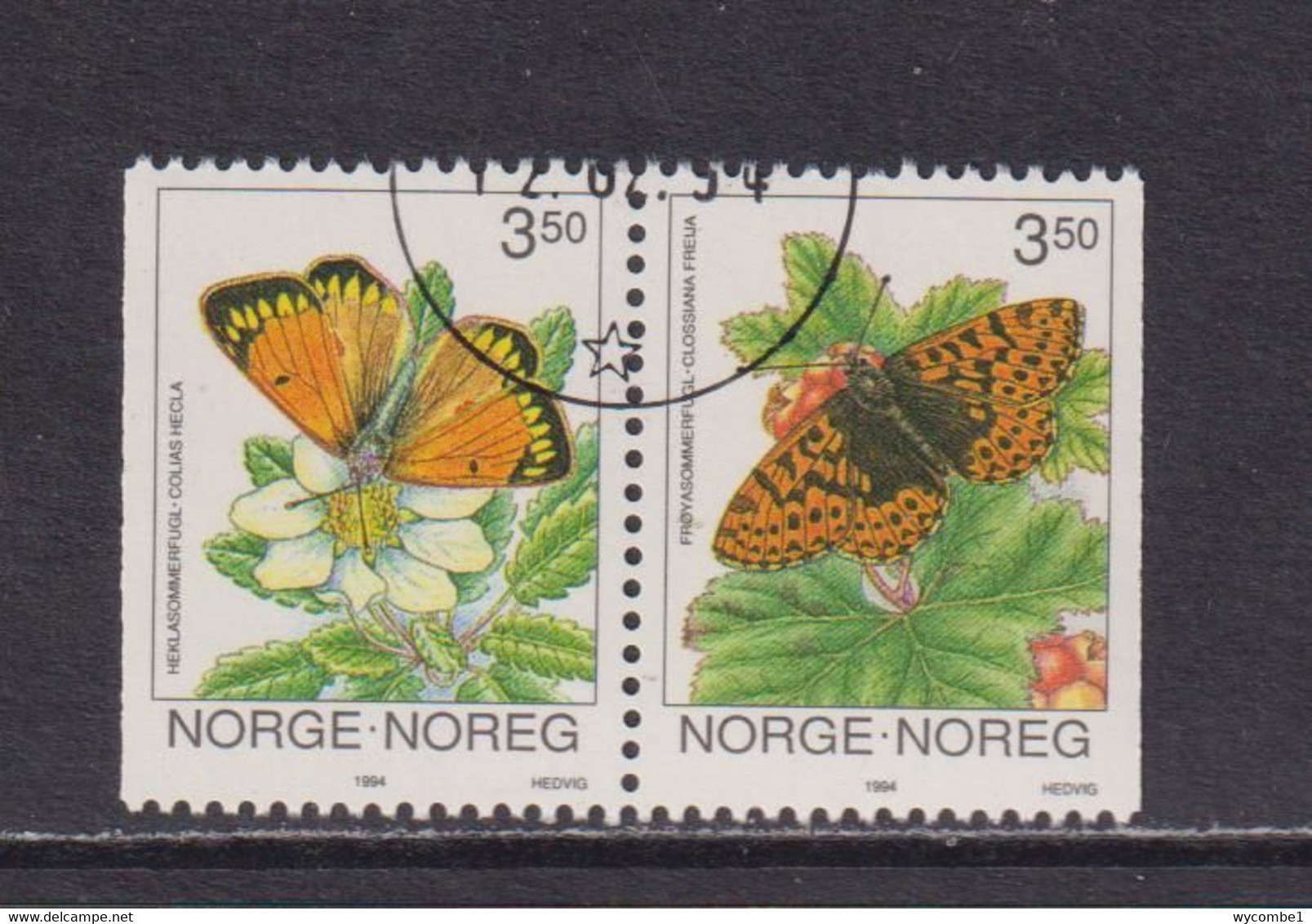 NORWAY - 1994 Butterflies Booklet Pair Used As Scan - Gebraucht