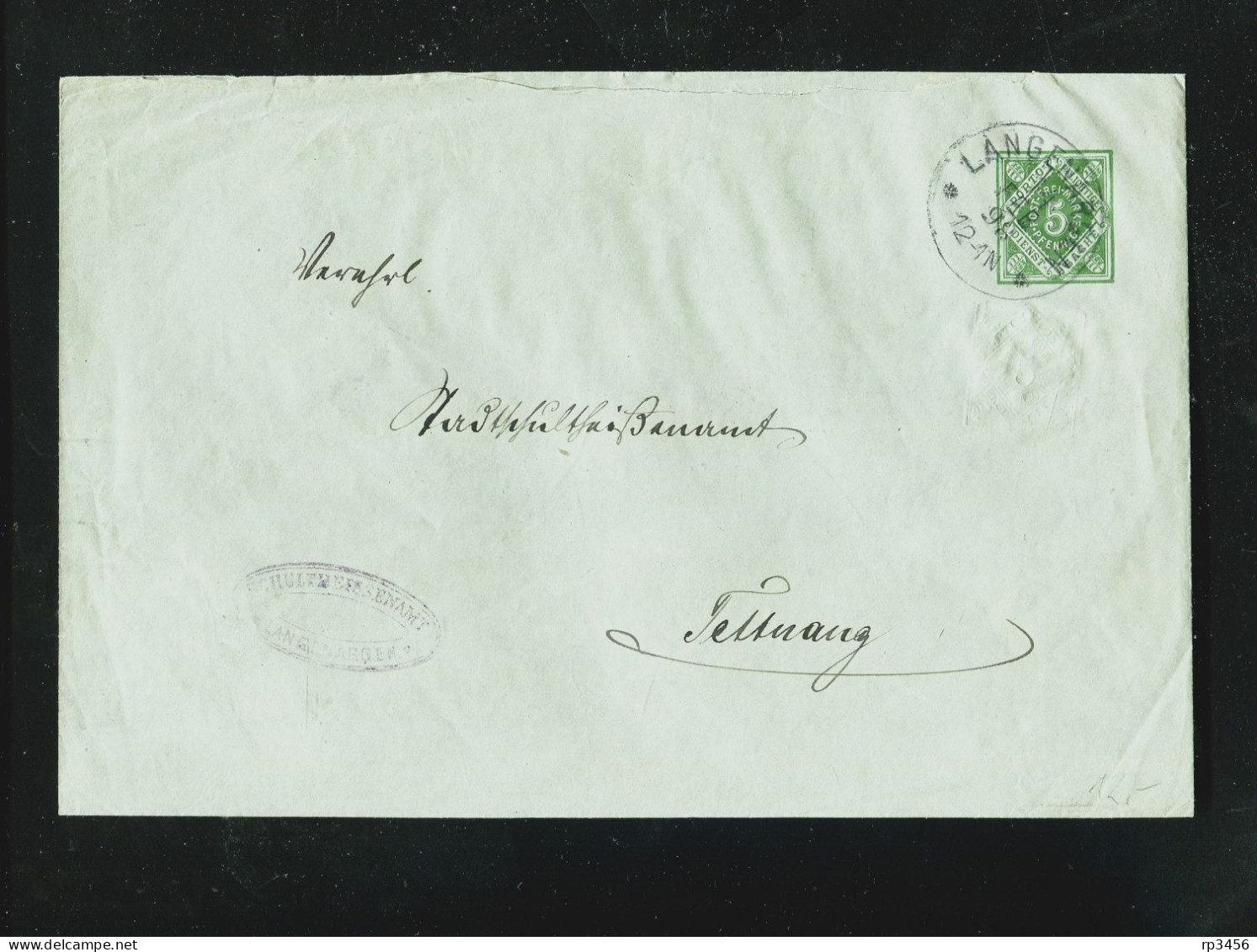 "WUERTTEMBERG" 1898, Ganzsachenumschlag K1 "LANGENARGEN" Nach Tettnang (R1100) - Postwaardestukken