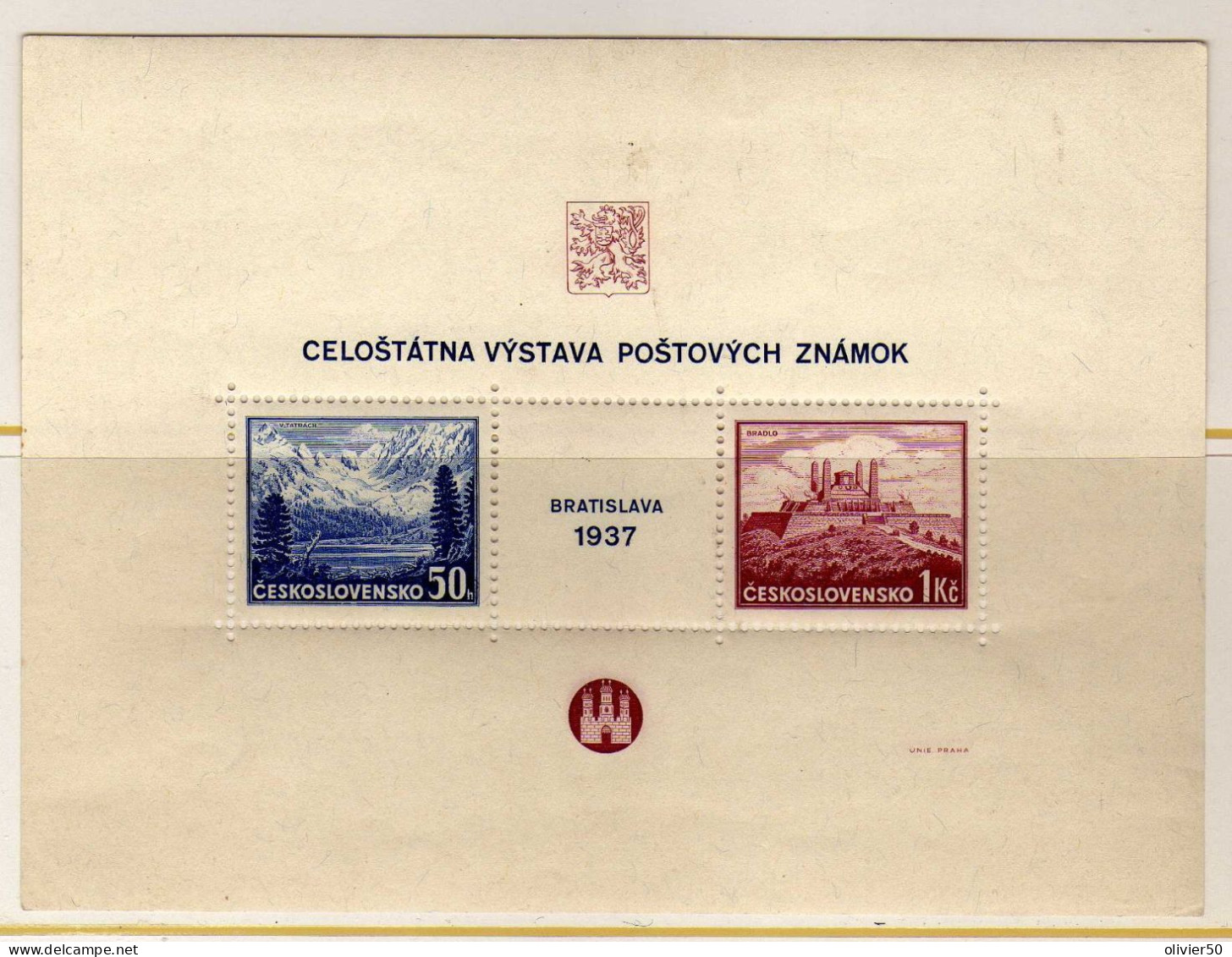 Tchecoslovaquie - 1937 - BF - Exposition Philatelique De Bratislava - Neufs** - MNH - Blocks & Kleinbögen