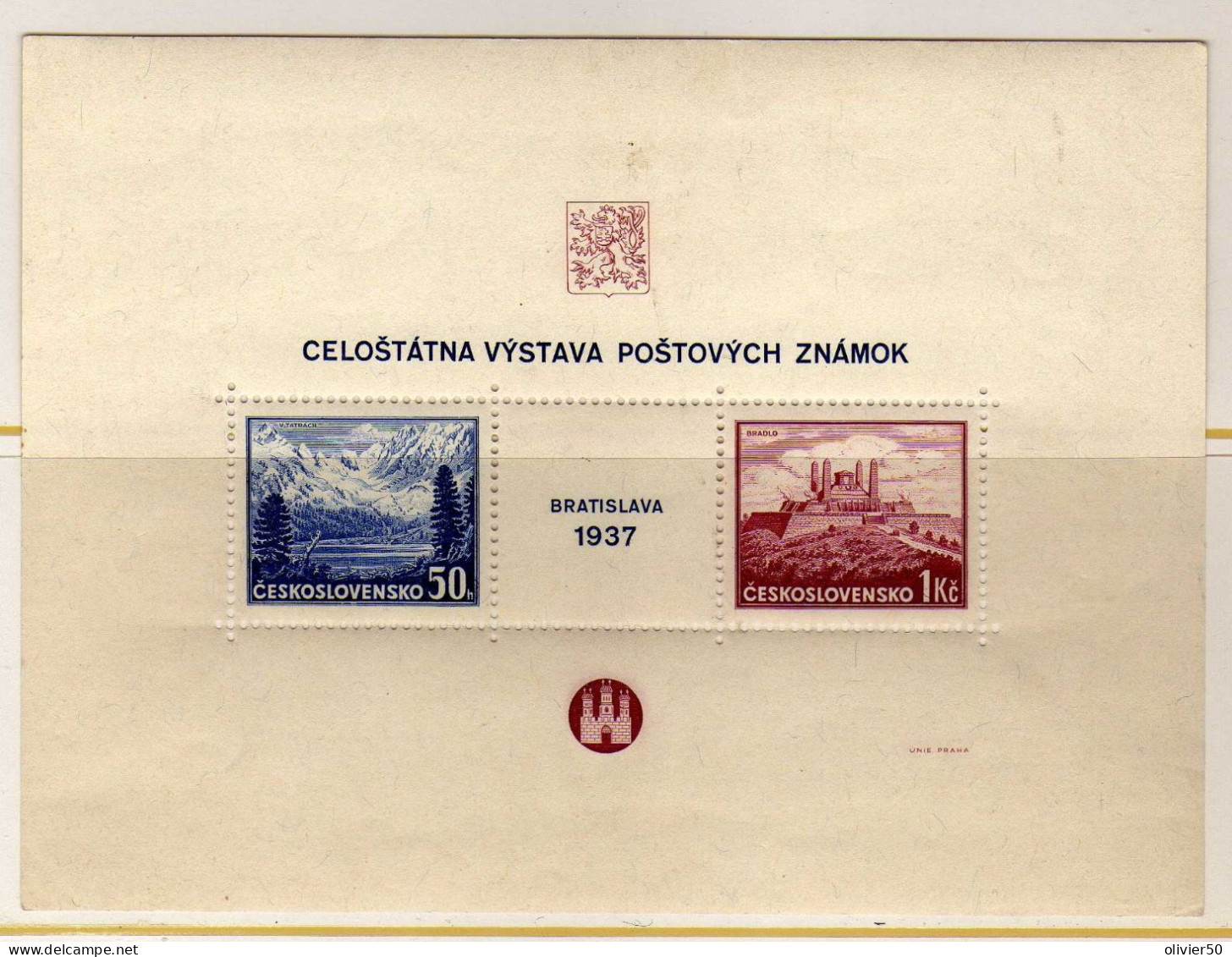 Tchecoslovaquie - 1937 - BF - Exposition Philatelique De Bratislava - Neufs** - MNH - Blocks & Sheetlets