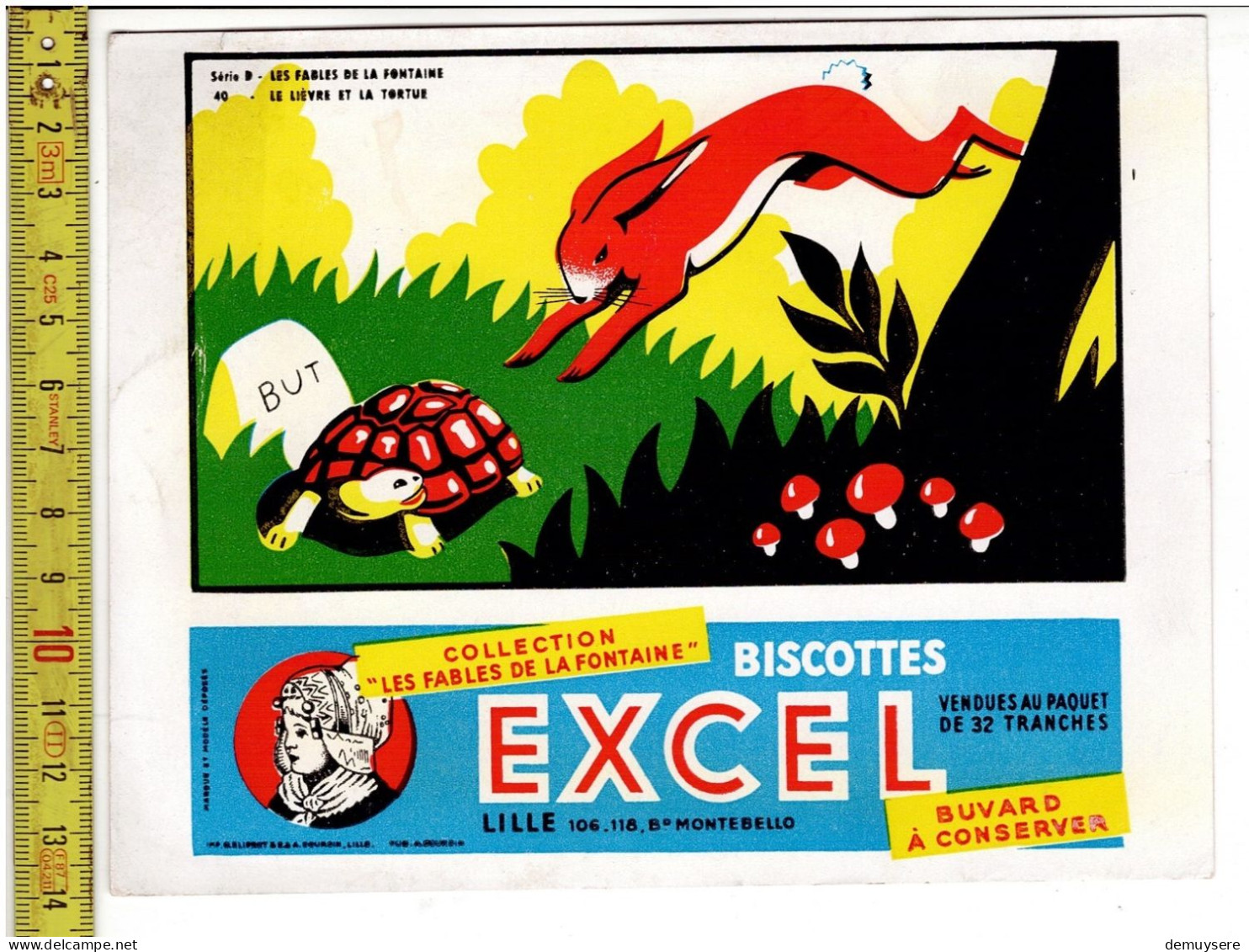 SOLDE 2004 - BUVARD - BISCUITS EXCEL - COLLECTION LES FABLES DE LA FONTAINE - Advertising