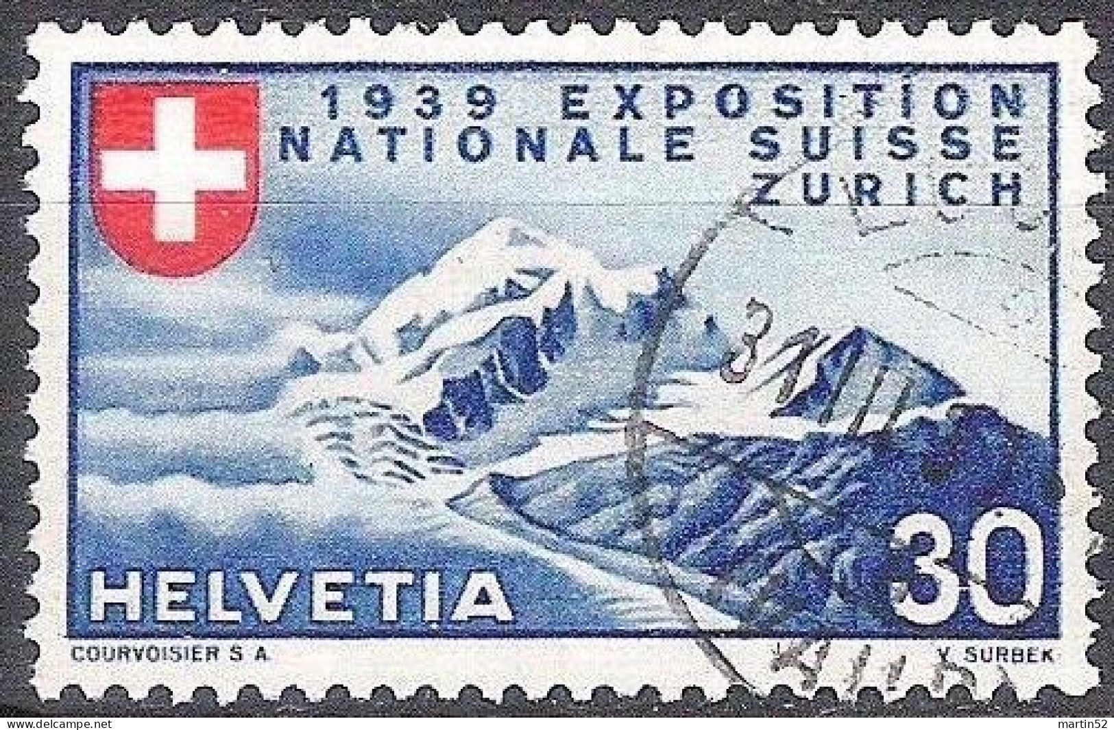 Schweiz Suisse 1939: Landi EXPOSITION NATIONALE (Glacier) Zu 224 Mi 340 Yv 322 Mit ⊙ Vom 31.III.39 (VAUD) (Zu CHF 14.00) - Used Stamps