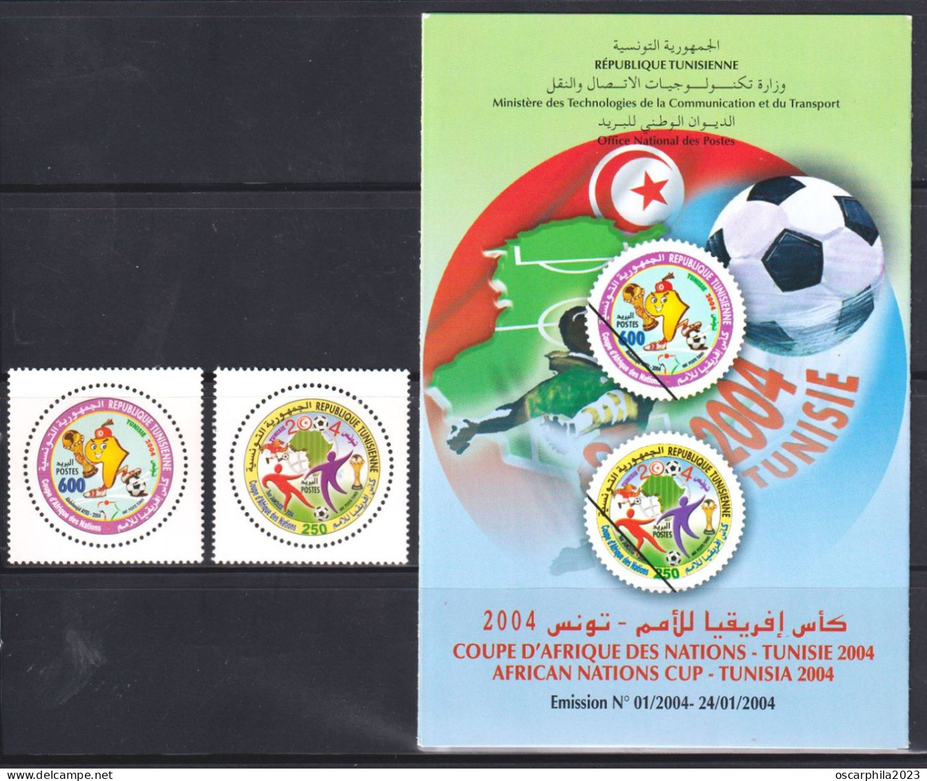 2004 -Tunisie/ Y&T 1506-1507 -Coupe D'Afrique Des Nations De Football 2004 Série Complète 2 V /  MNH***** + Prospectus - Unused Stamps