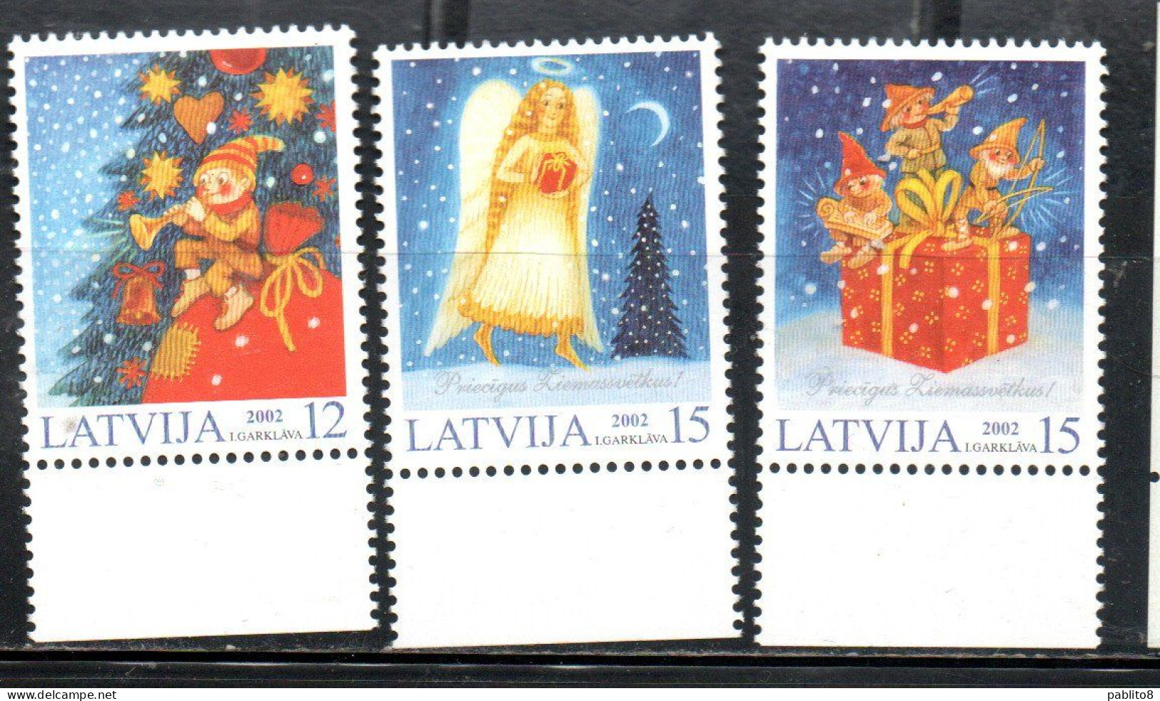 LATVIA LETTLAND LETTONIA LATVIJA 2002 CHRISTMAS NATALE NOEL WEIHNACHTEN NAVIDAD COMPLETE SET SERIE COMPLETA MNH - Letonia