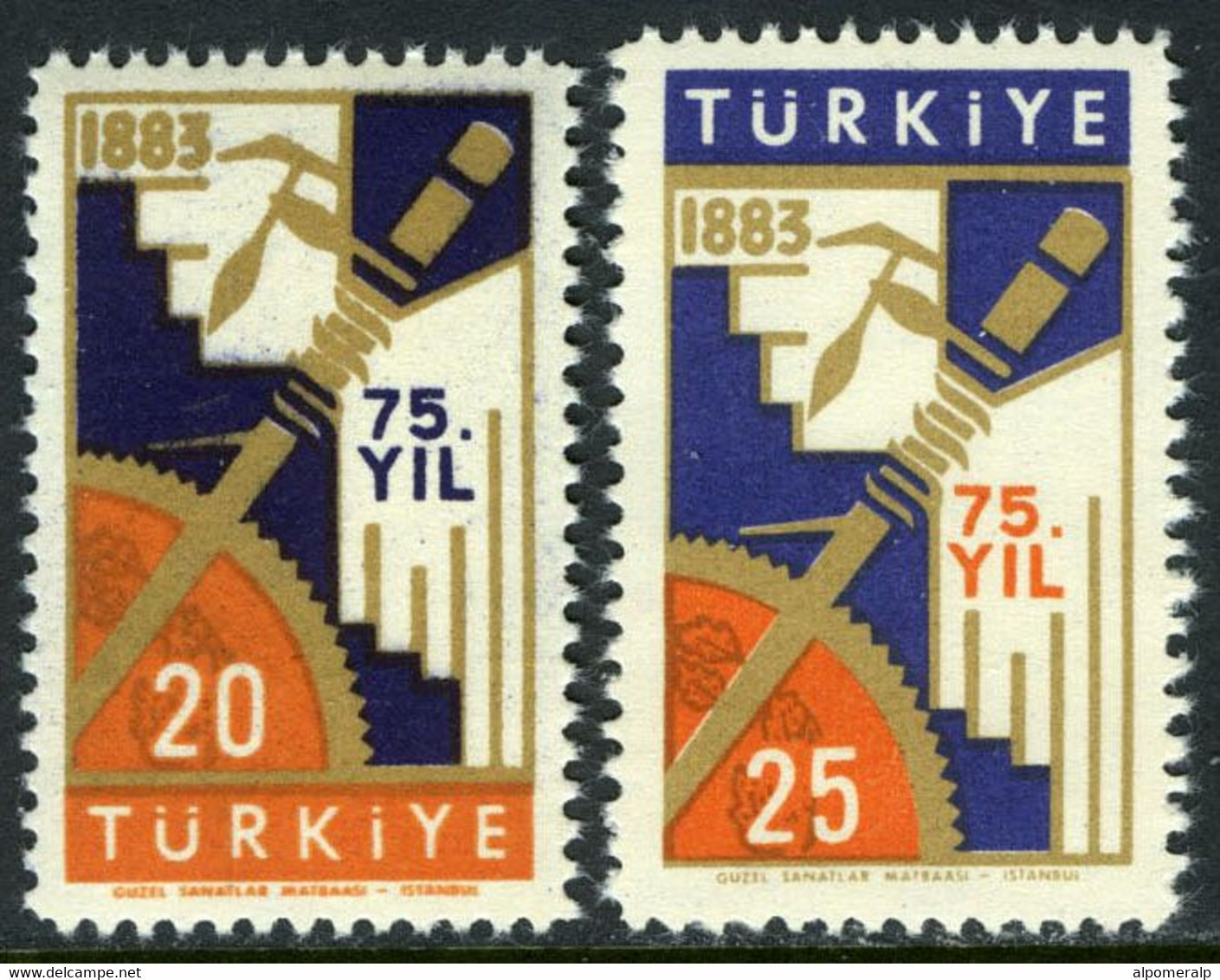 Türkiye 1958 Mi 1571-1572 MNH College Of Economics And Commerce, 75th Anniversary - Neufs