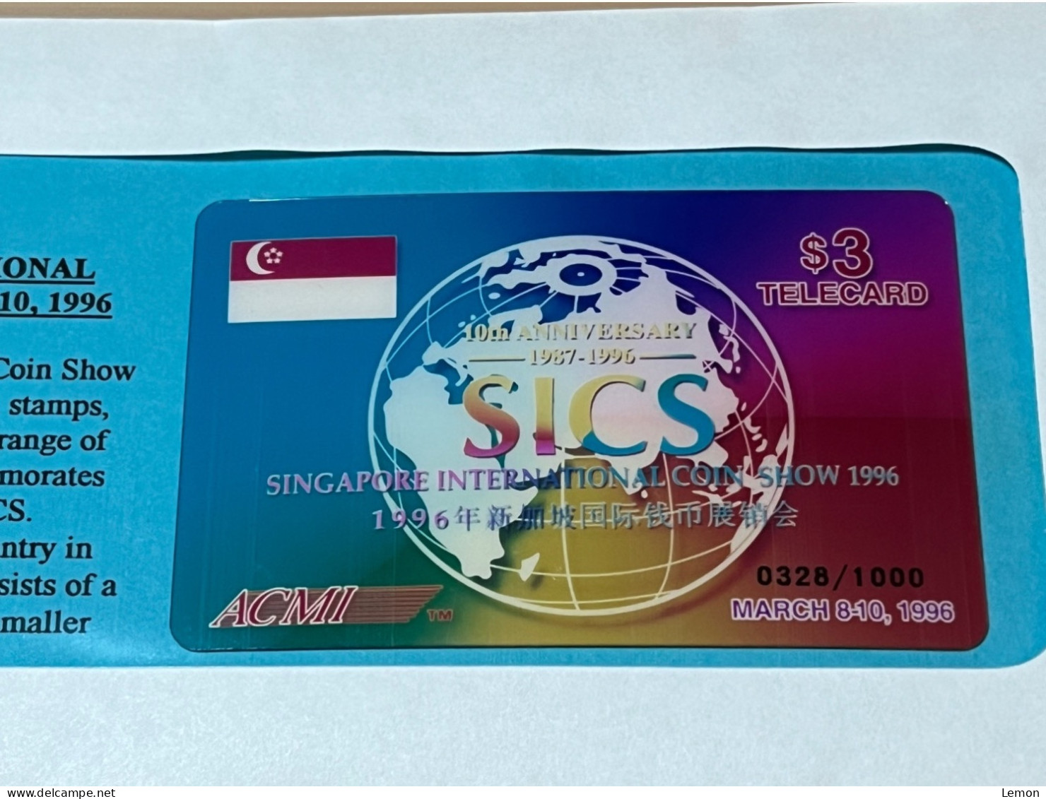 Mint USA UNITED STATES America Prepaid Telecard Phonecard, Singapore International Coin Show,Set Of 1 Mint Card Envelope - Sprint