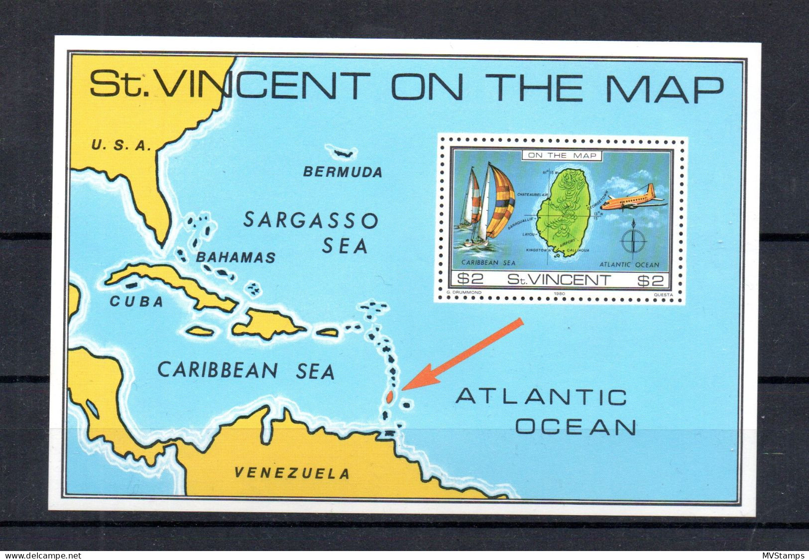 St Vincent 1980 Sheet Ships/Maps Stamps (Michel Block 13) Nice MNH - St.Vincent (1979-...)