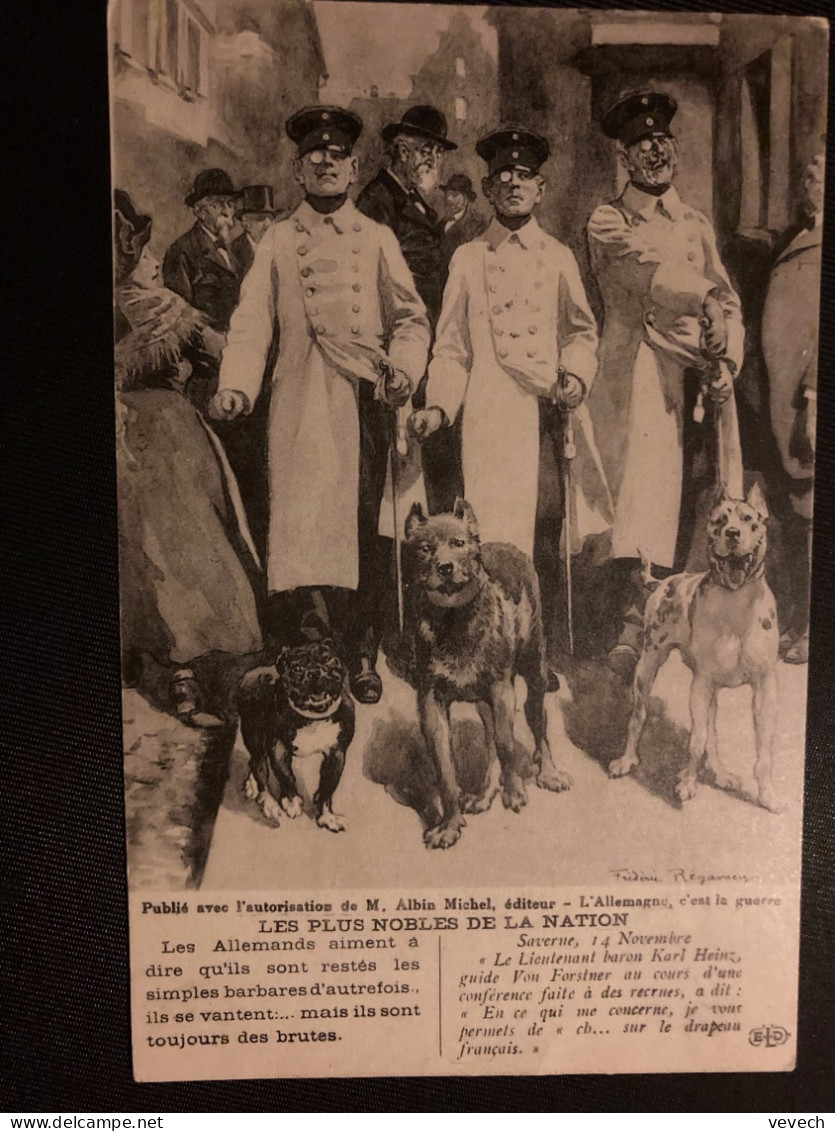 CP L'ALLEMAGNE C'EST LA GUERRE Par Frédéric REGAMEY OBL.4 DEC 14 TRESOR ET POSTES 53 Pour Rebé CHAPPAN à NOLAY (21) - WW I