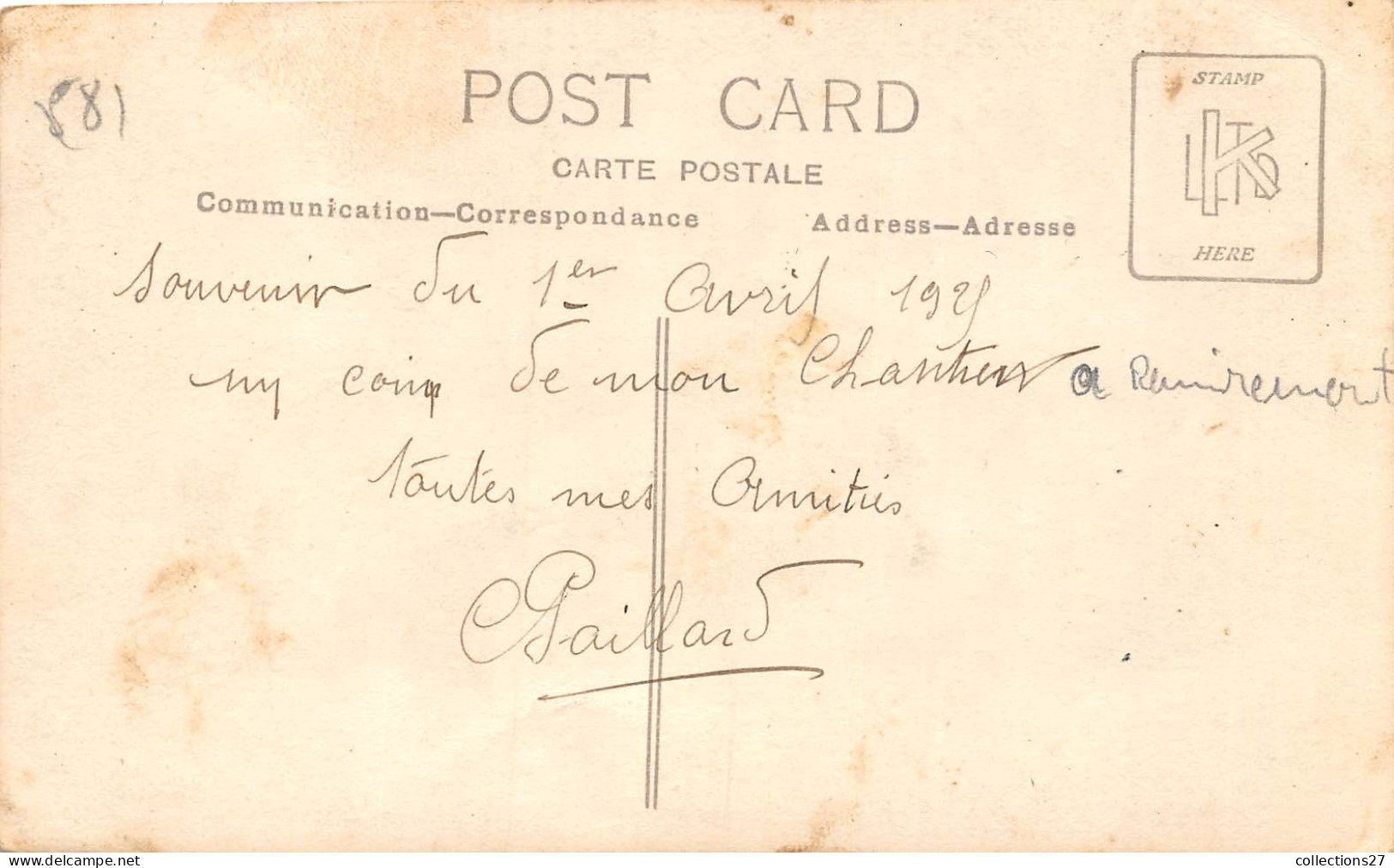 88-REMIREMONT- CARTE-PHOTO- CHANTIER DE COUPE DE BOIS AVRIL 1921 ( Signé C PAILLARD ) - Remiremont