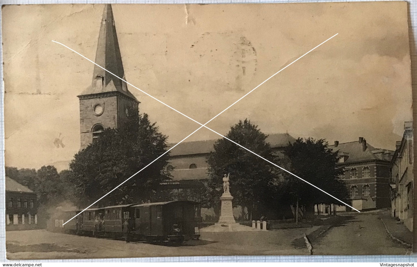 HAUTRAGE Place Arrêt Du Tram Pensionnat. CP Postée En 1935 - Saint-Ghislain