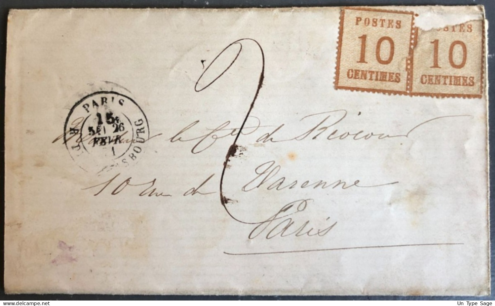 France, Alsace-Lorraine, Non Oblitéré Et Defectueux Sur Lettre - (B2667) - Krieg 1870