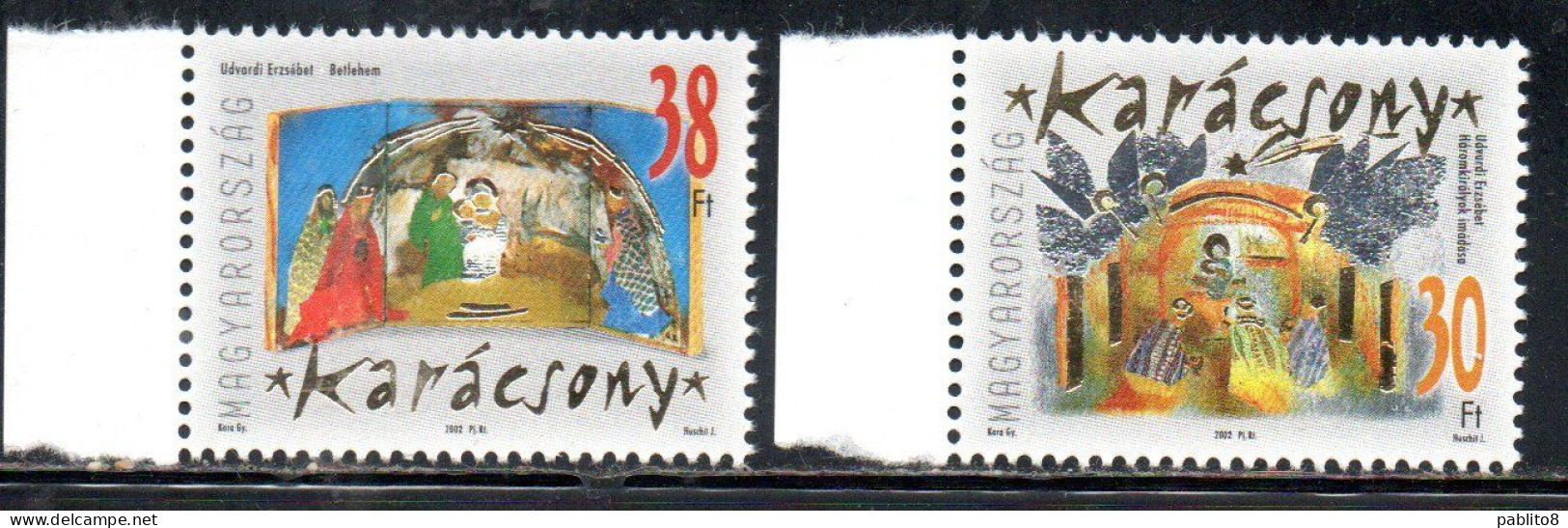 HUNGARY UNGHERIA MAGYAR 2002 CHRISTMAS NATALE NOEL WEIHNACHTEN NAVIDAD COMPLETE SET SERIE COMPLETA MNH - Unused Stamps
