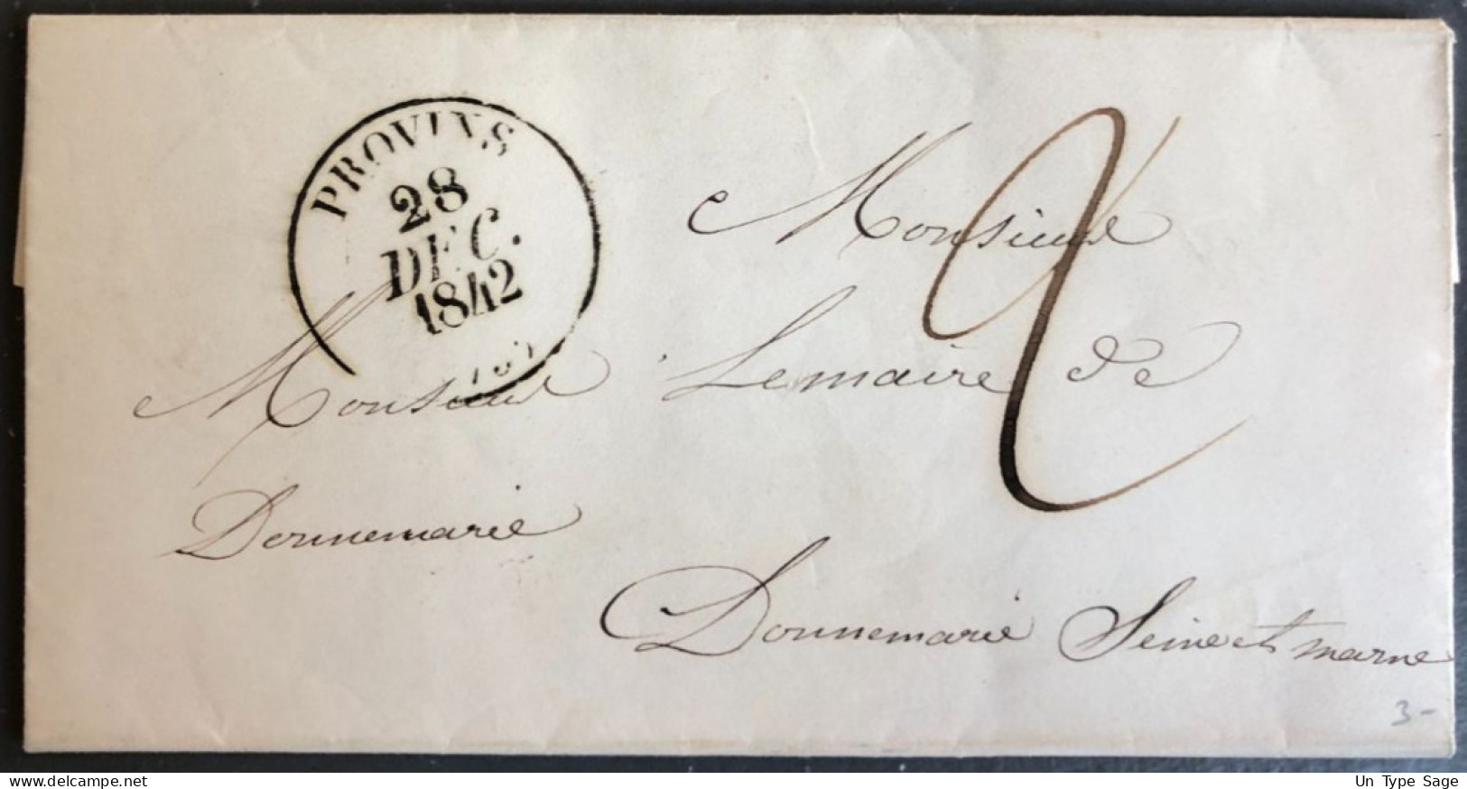 France, TAD PROVINS 28.12.1842 Sur Lettre - (B2668) - 1801-1848: Precursors XIX