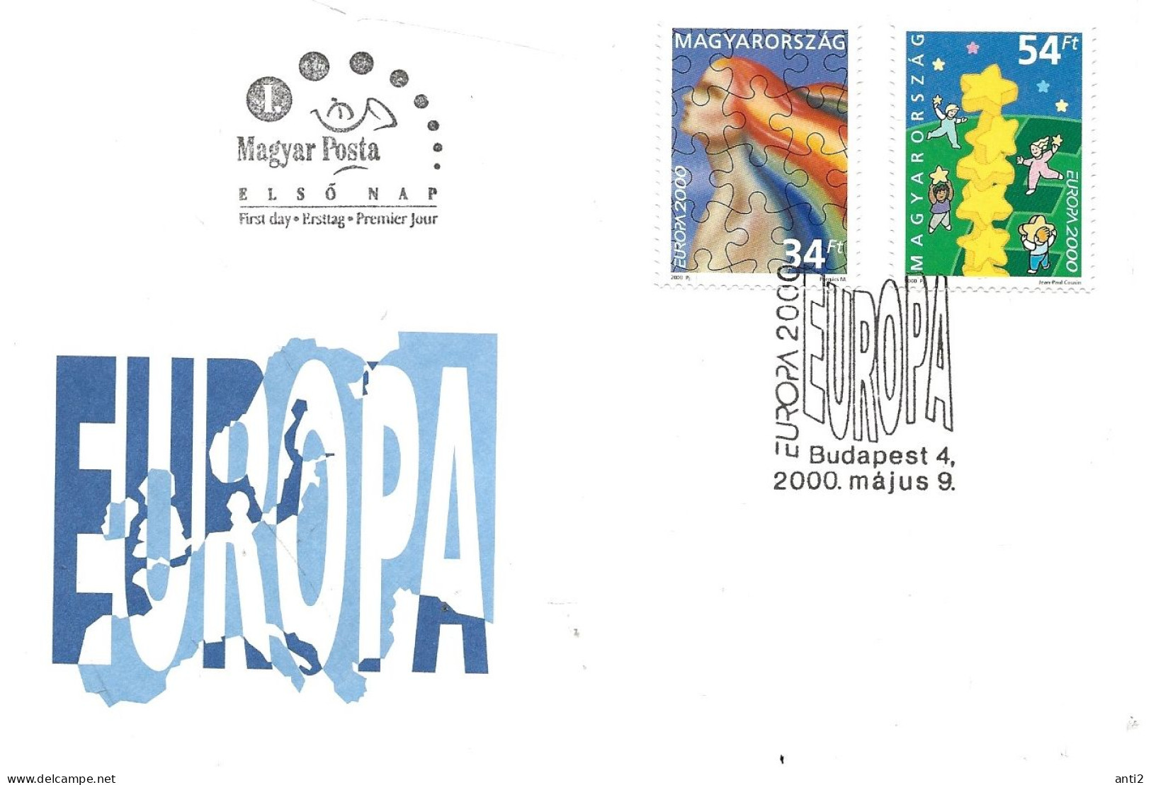 Hungary 2000 Europa Europe Puzzleand  Children Build A Tower Of Stars Mi 4596-4597 FDC - FDC