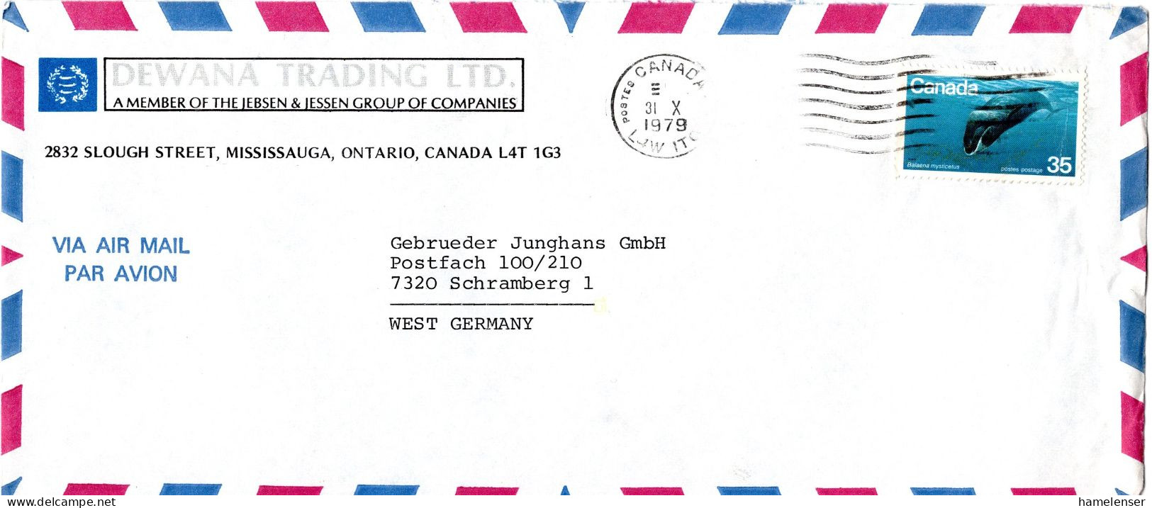 L77236 - Canada - 1980 - 35¢ Wal EF A LpBf L4W 1T0 -> Westdeutschland - Walvissen