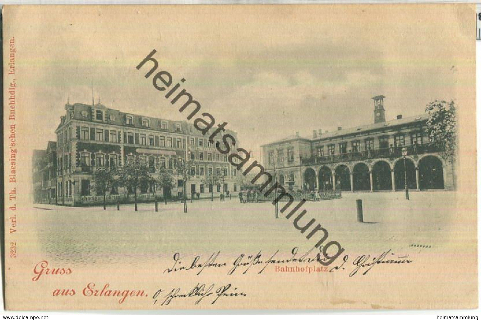 Erlangen - Bahnhofsplatz - Verlag Th. Blaesing'schen Buchhandlung Erlangen - Erlangen