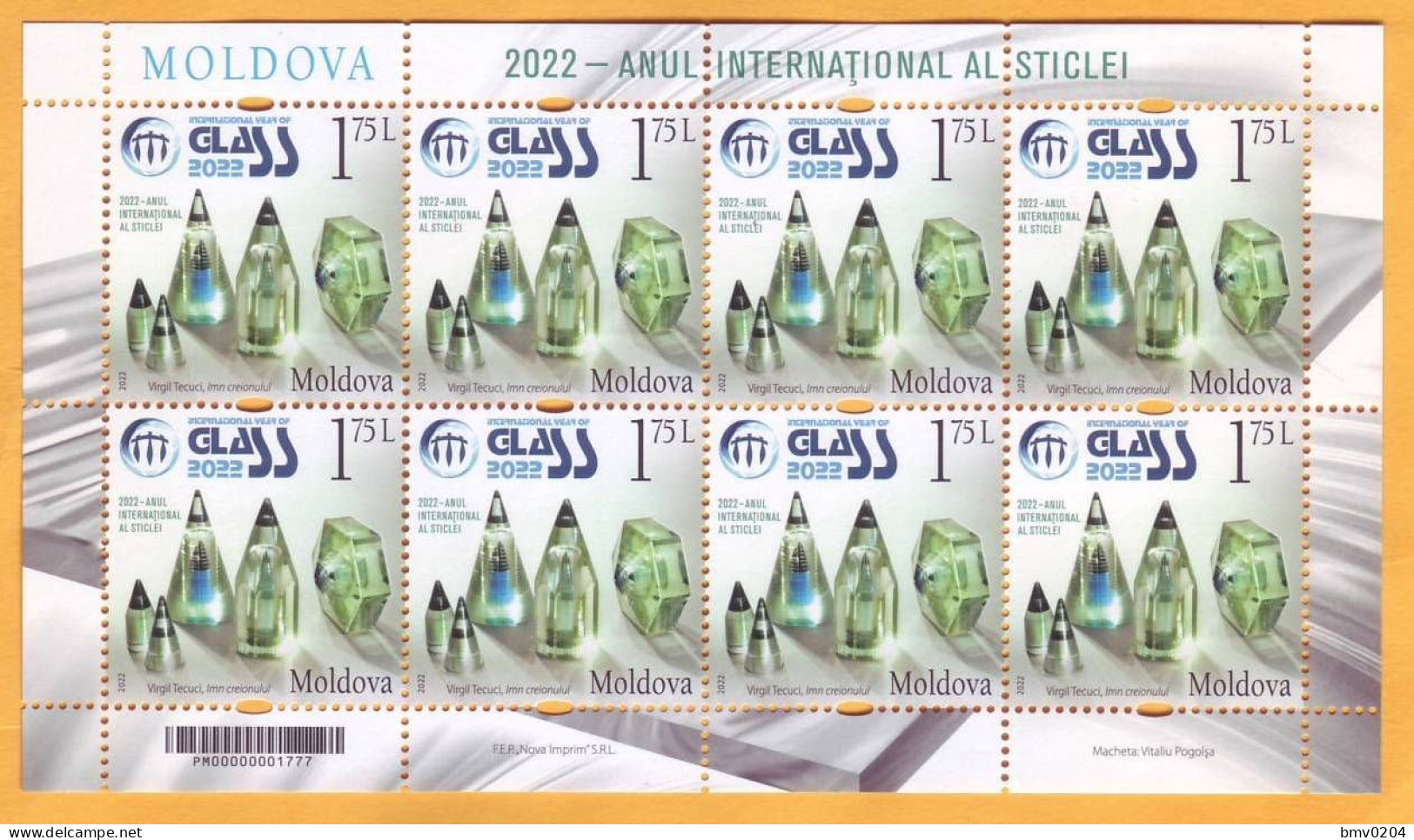 2022  Moldova Moldavie  Stamps Issue „2022: The UN International Year Of Glass” Sheet Mint - Factories & Industries