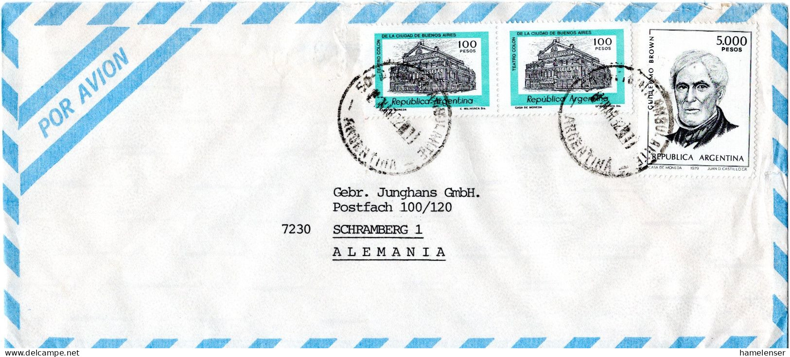 L77238 - Argentinien - 1982 - 5000P Brown MiF A LpBf 50 ... AMBULANTE -> Westdeutschland - Lettres & Documents