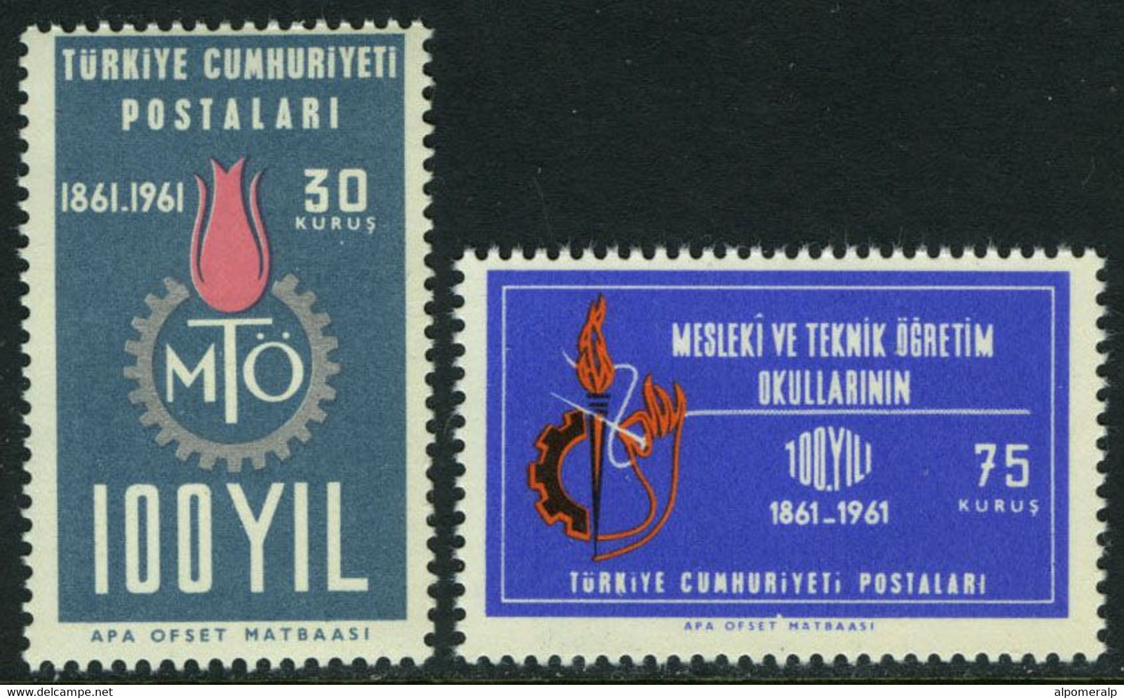 Türkiye 1961 Mi 1823-1824 MNH 100th Year Of The Thecnical And Profesionnal Schools - Unused Stamps