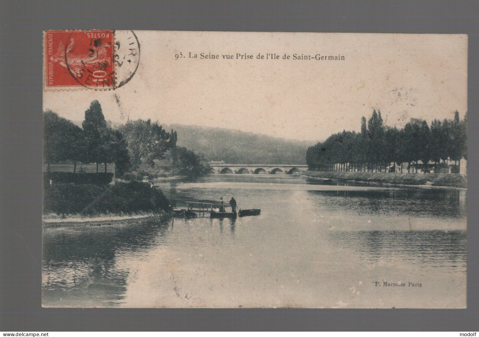 CPA - 92 - La Seine, Vue Prise De L'Ile De Saint-Germain - Circulée En 1908 - Boulogne Billancourt